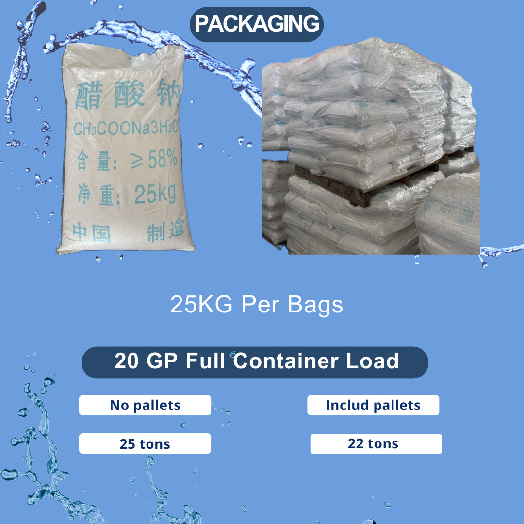 Wastewater Treatment Sodium Acetate 58~60% Buffer Sodium Acetate Trihydrate 6131-90-4