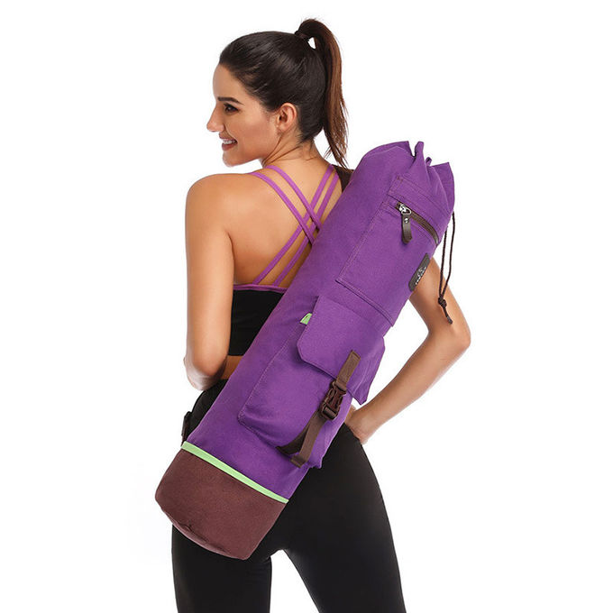 Large Capacity Yoga Mat Carry Bag Carrier Durable Canvas Cotton Yoga Pilates Backpack