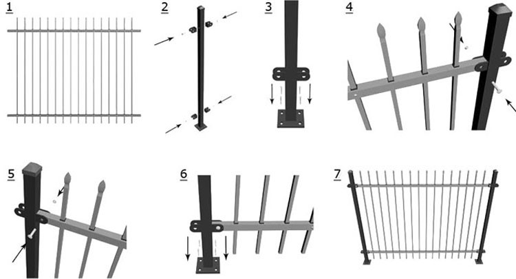 Tubular Security Fence/Fencing Picket with flat top design