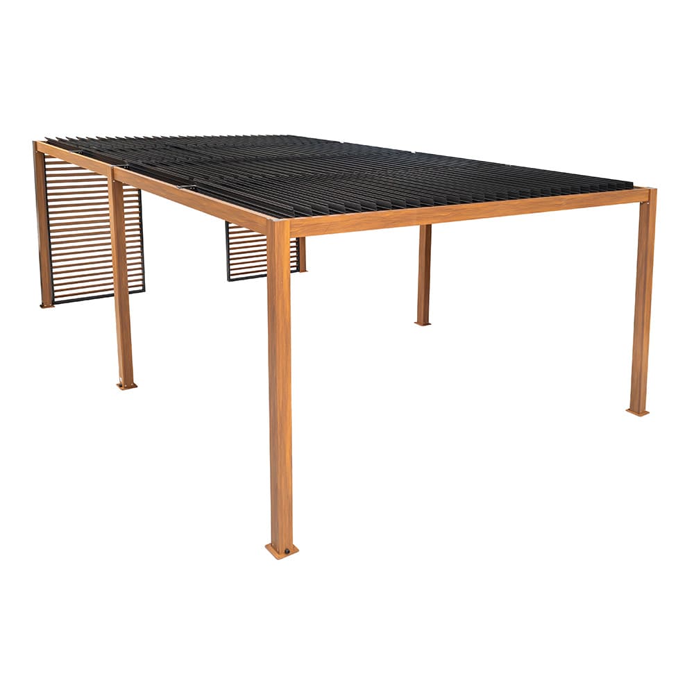 Modern Aluminum Terrace Canopy Roof Louvered Arbours Rot Proof Wooden Coated Pergola