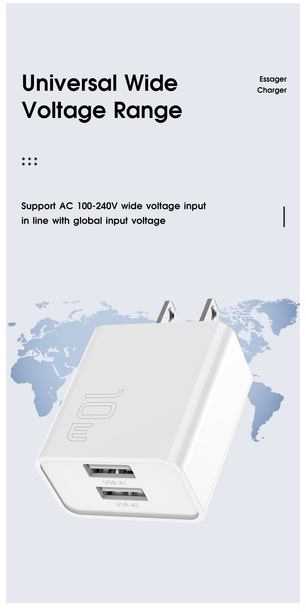 Essager 2022 XiaoYi New Arrival Mini Portable 10w 3A Travel Smart Fast Wall Charger For Cell Phone