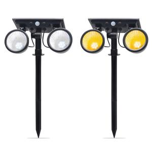 China Dual Head 2400mAH 6000K Commercial LED Solar Landscape Spotlights wholesale