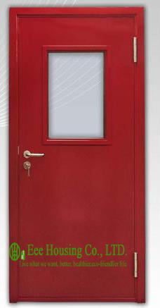 Red Color Steel Fire Rated Door with Glass Vision For Commercial Building/ School / Hospital