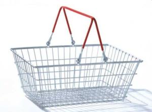 China Grocery Store 19L Hand Shopping Basket Zinc Coated Silver Metallic Storage wholesale