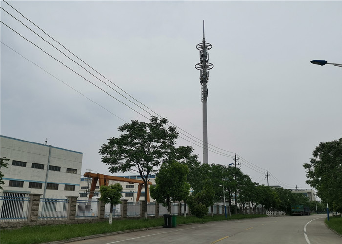 H25m Industry Steel Tapered Telecommunication Towers Hot Dip Galvanized Painting