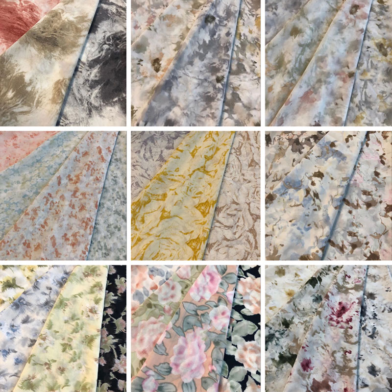 50gsm-100gsm Tie Dye Printed Fabric Polyester Spandex Chiffon Fabric