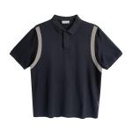 Summer men's lapel polo shirt spell color short sleeve loose casual T-shirt