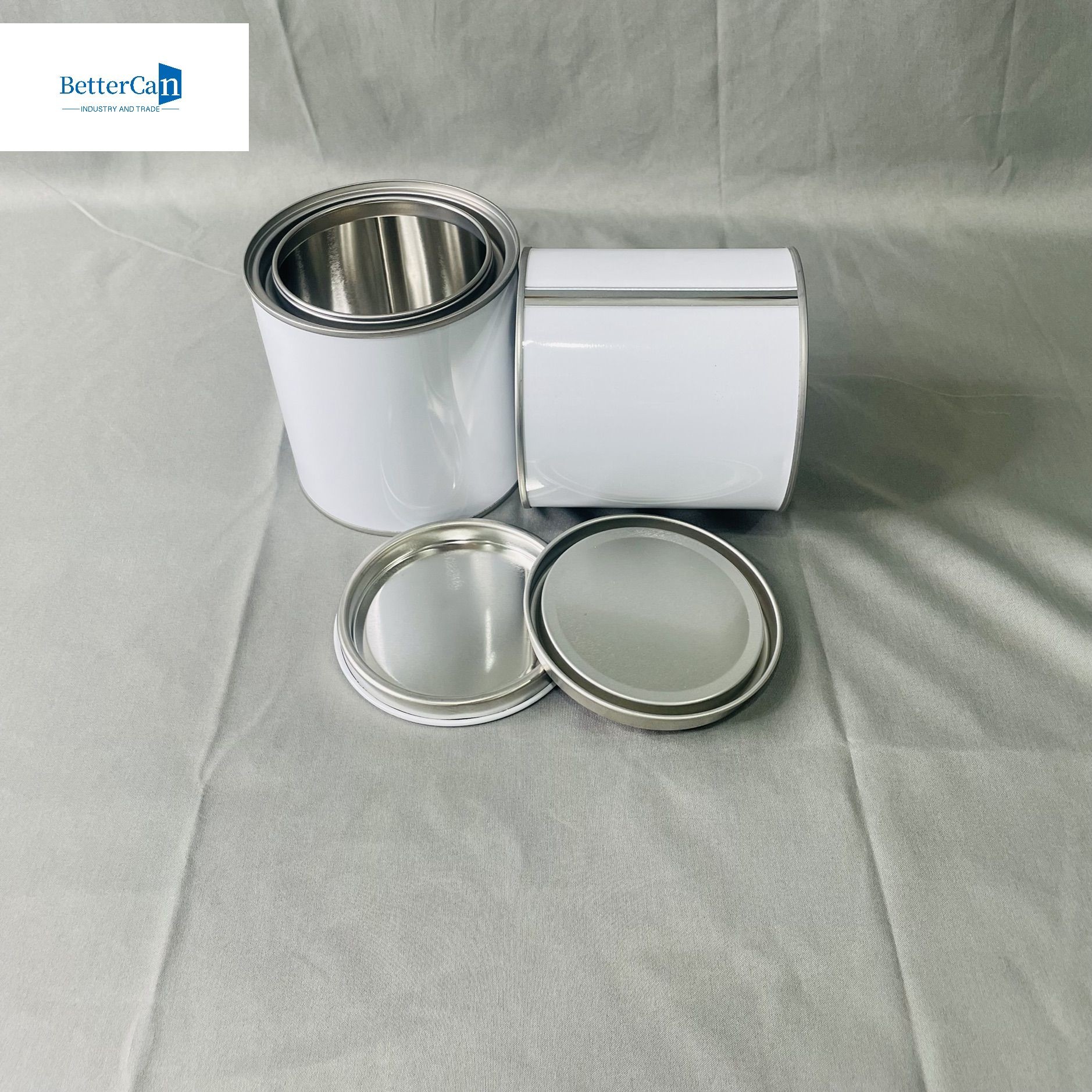 1 Gallon White Paint Tin Cans Round Container 4 Liter Package Metal Cans