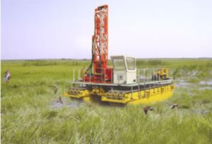 China Hydraulic Top Driven power swivel 50m Swamp Barge Drilling Rig wholesale