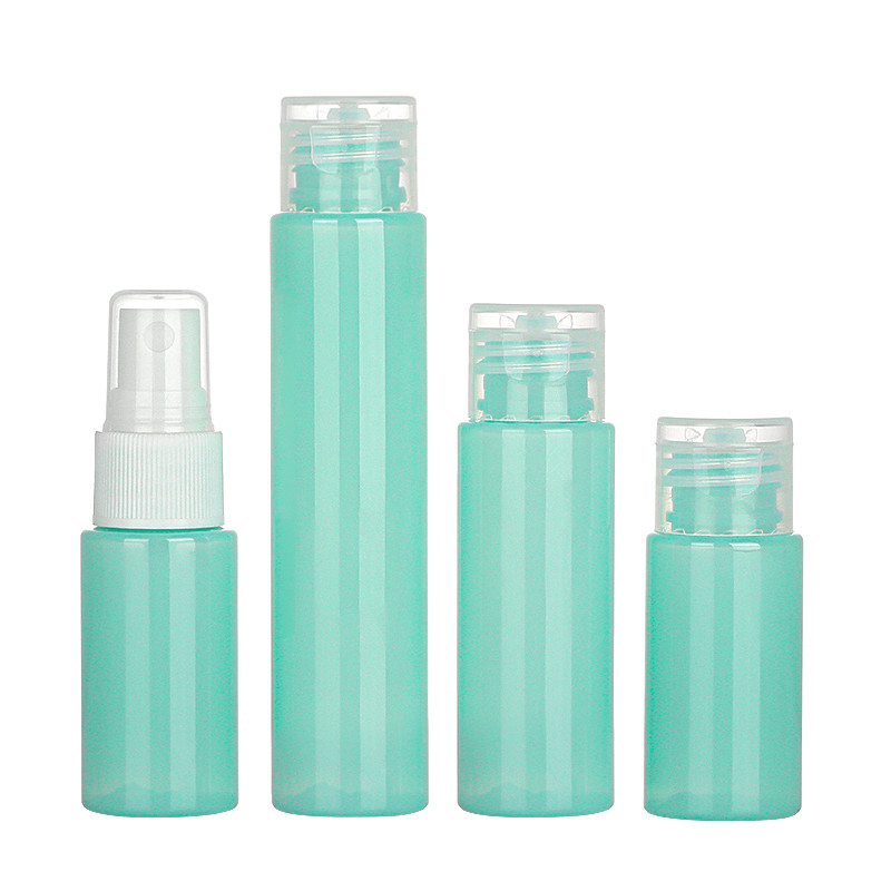 Food Grade Cosmetic Spray Bottle Green Color 50ml Plastic With Flip Cap
