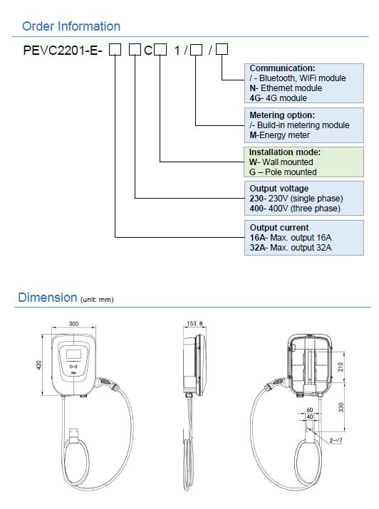 Highfly CE 11kW 16A American Standard EV Charger Single Phase AC EV Charger Home Ac Charging Wall-Mounted EV Charging Station