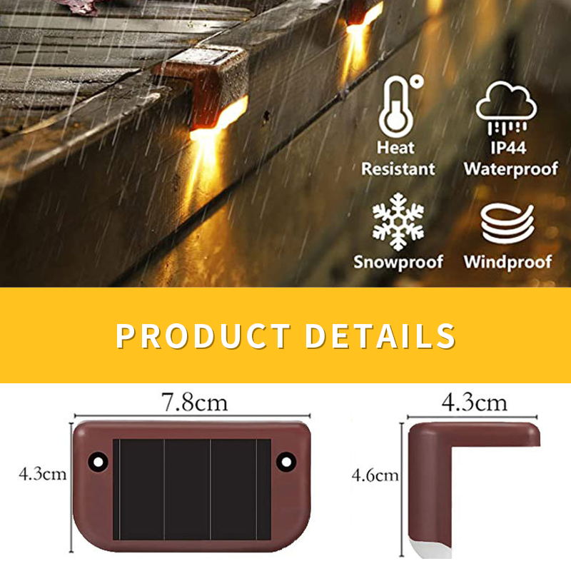 LED Solar Deck Lights IP44 Water Resistant for Stairs, Step, Fence, Yard, Patio