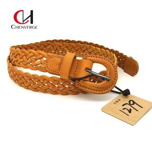 China Cowhide Brown Braided Leather Belt Width 24mm Multipurpose Durable wholesale