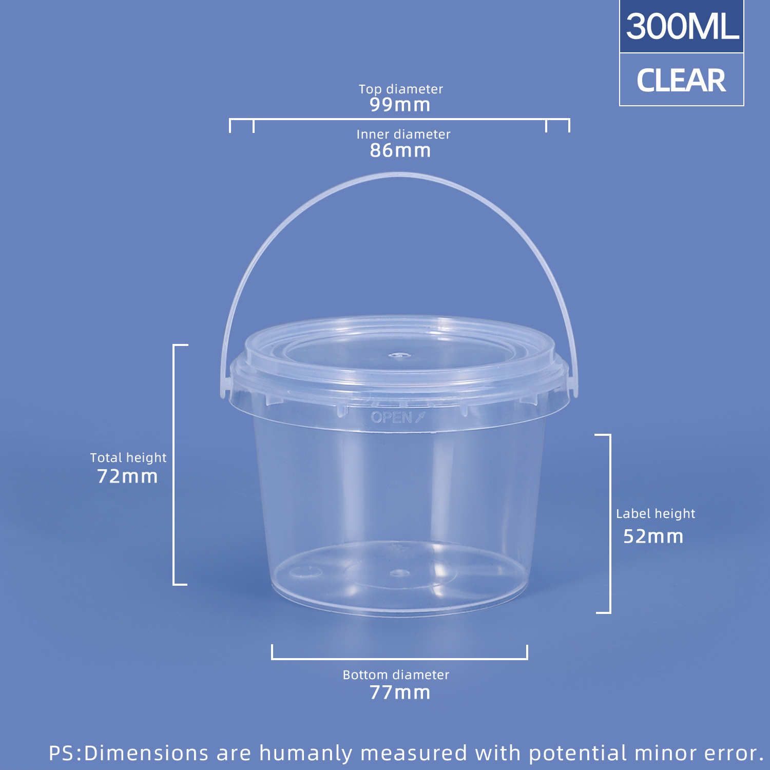 Round Customized Food Grade Plastic Container With Lids and Handle For Halloween Candy