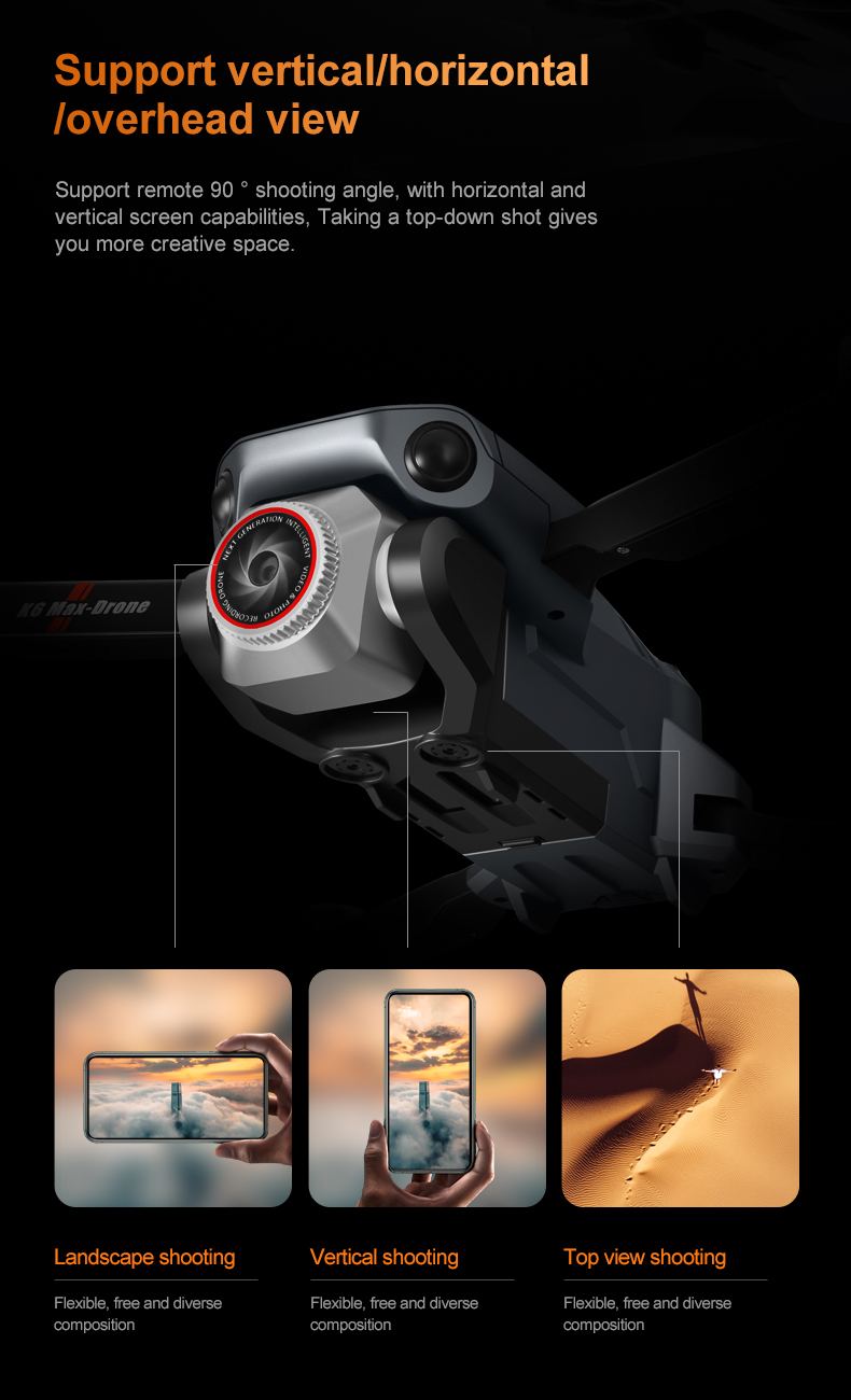 NO Private Mold K6 Mini Drone with 4k Dual Camera Wifi Fpv 360 Obstacle Avoidance Folding Quadcopter Helicopter Gifts