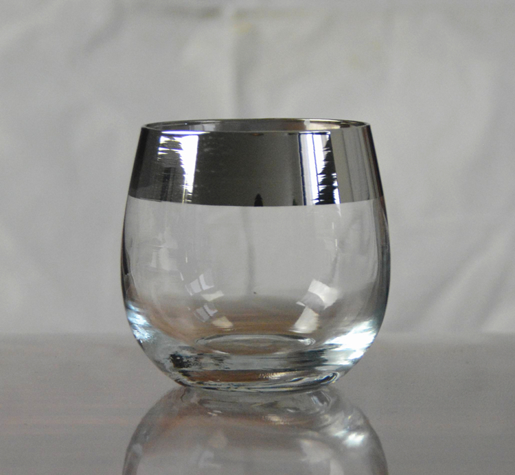 Silver Rim Ion Plated Platinum Tumbler Drinking Glasses