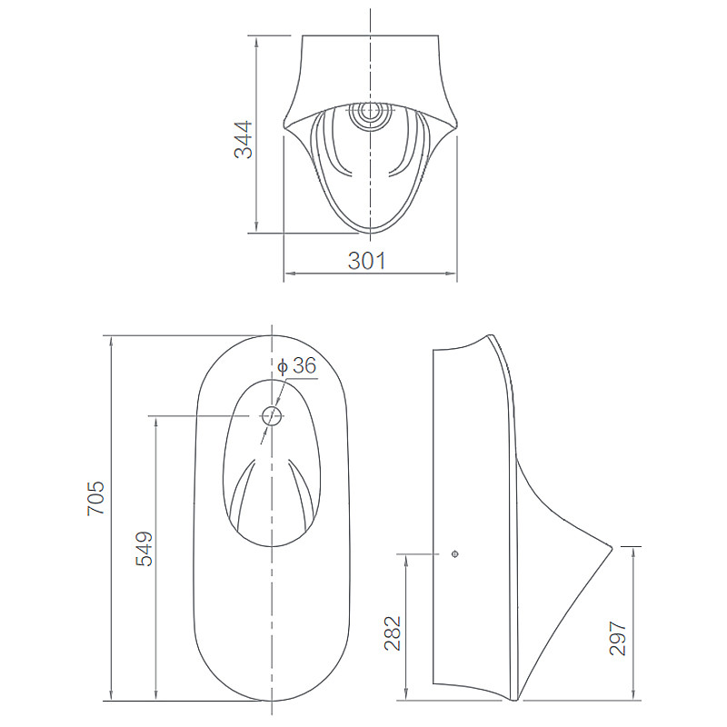 Back Water Inlet Wall Hung Urinal , White Glazed Auto Flush Cistern