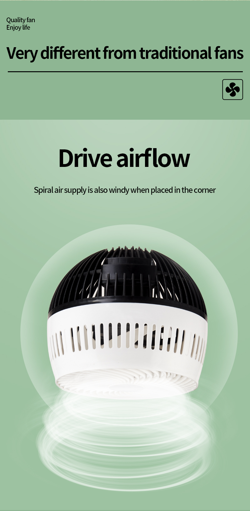 HBW-320Y 360 Rotating Air Circulation Turbo Fan Smart Floor Fan with Three Wind Speed