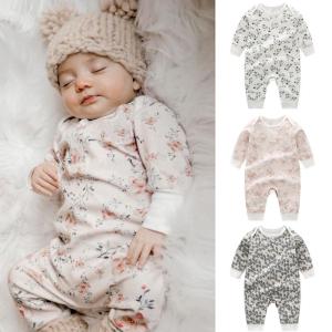 China Stock Organic Cotton Baby Long Sleeve Romper Wholesale Newborn Baby Clothes Infant Bodysuit With Printing wholesale