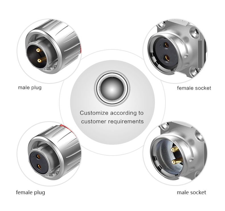 CNLINKO M20 Metal Connector Plug 220V 2 Pin Waterproof Electrical Wire Connector