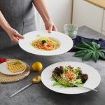 White Round Food Beverage Deep Porcelain Pasta Plate