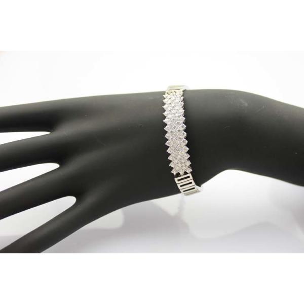 925 Silver Silver Link Bracelet Clear Cubic Zircon Tennis Bracelet (YAQS005)