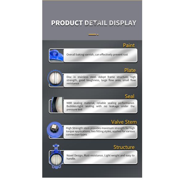 DN50 Water Wafer Butterfly Valves With NBR Sealing Material And Pneumatic Actuator