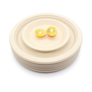 China LFGB EU 14cm Handpainted Food Takeaway Boxes 5.5 Inch Round Sugarcane Bagasse Plates wholesale