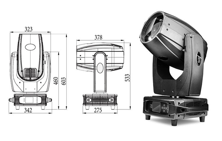 ATG 380W Beam Moving Head DJ Light with Ring Control IP Rating Ip44 CRI Ra 95