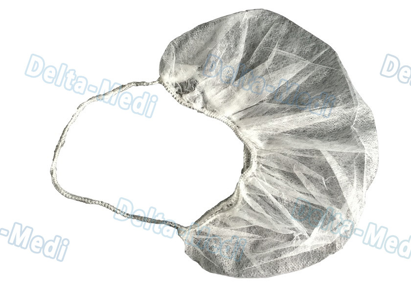Disposable White Elastic Surgical Beard Cover , 10gsm PP Disposable Beard Net
