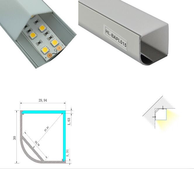 1/2/3 meter LED aluminum extrusion profile U type Corner aluminum led profile made from shenzhen Led extrusion profiles