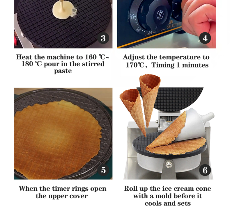Hotels' Must-Have 2400W Commercial Baking Tool Ice Cream Cone Machine Waffle Cone Maker