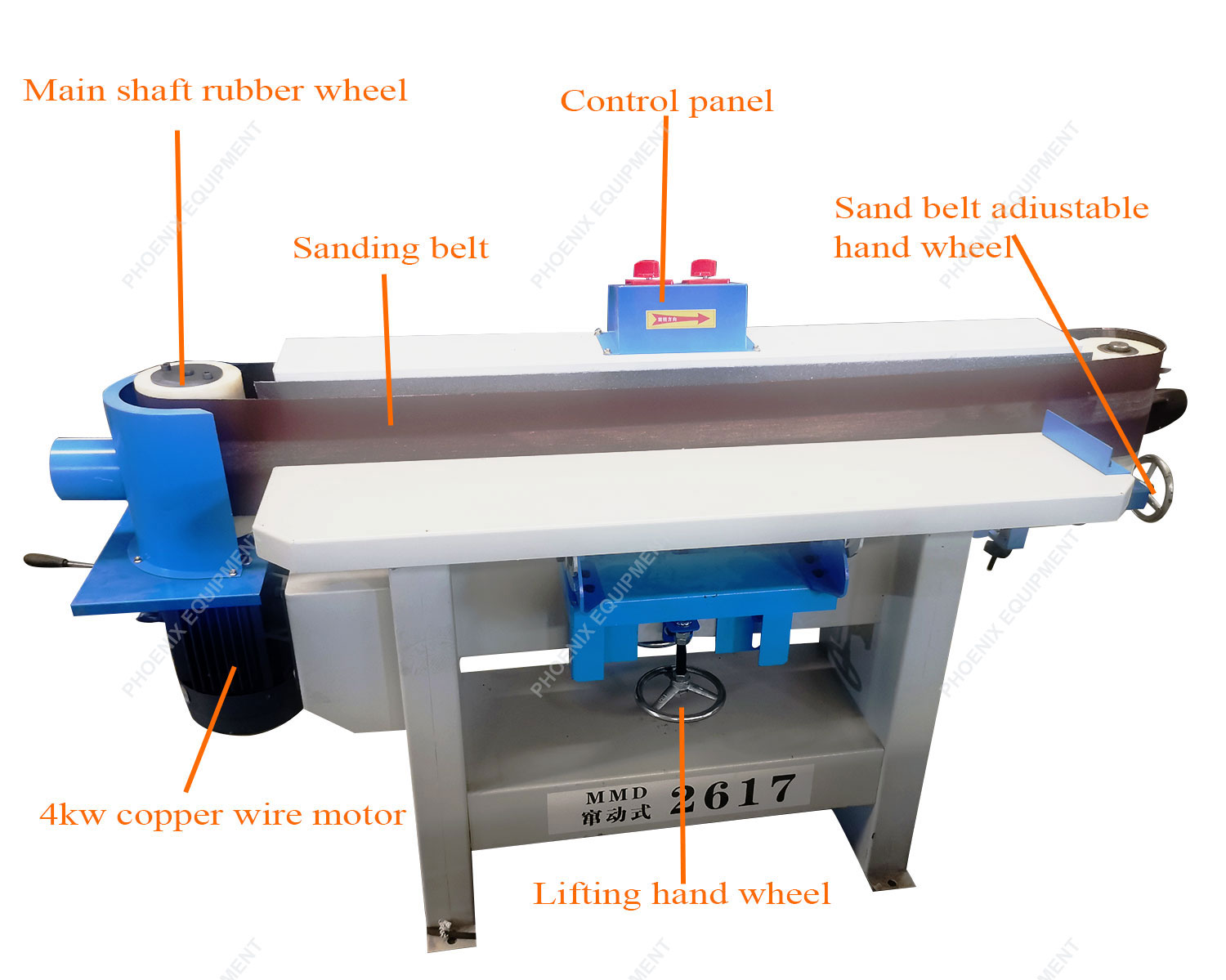 Double Table Belt Sander Machine MMD2617 for Woodworking Easy to Operate 350 KG Weight