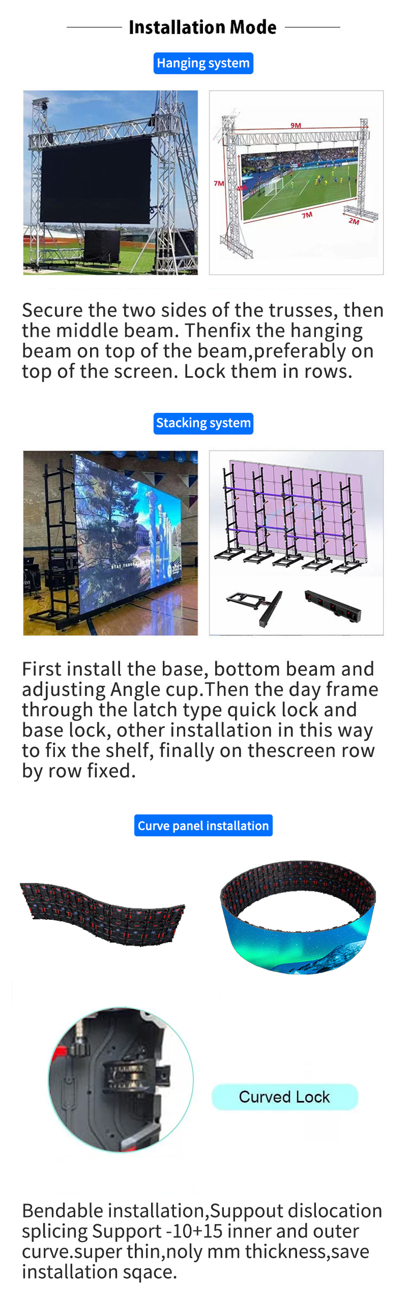 Photo Media Compatible 500x1000mm LED Flexible Rental Screen P3.91/P4.91 LED Video Wall Display with Flexible Design