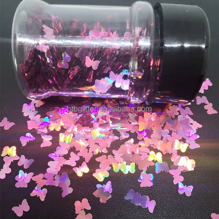 Rainbow Glitter Clutches Shaped Rainbow Polyester Sequin Material Shaped Flying Butterfly for Nail Art Body Face Craft