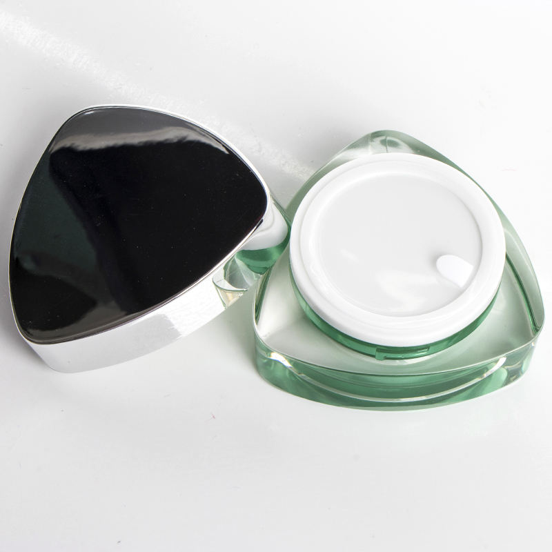 15G Green Irregular Acrylic Plastic Cream Jar For UV Gel Cosmetic Packaging