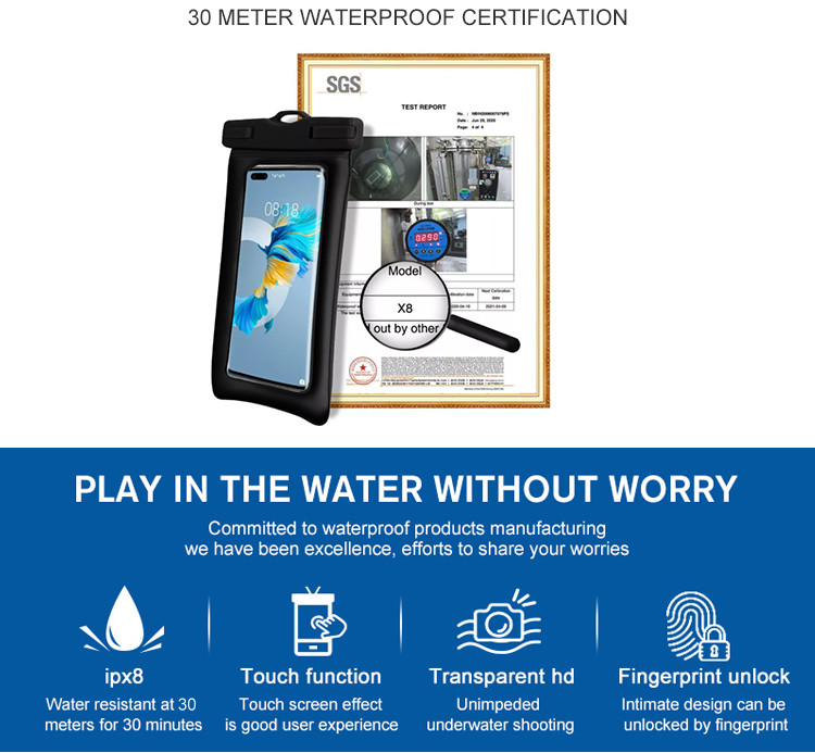 Colorful Waterproof Cell Phone Pouch Waterproof Phone Case Bag Universal PVC TPU