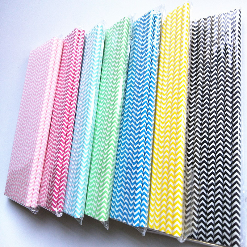 FDA Certificate Disposable Biodegradable Paper Straws With Different Pattern