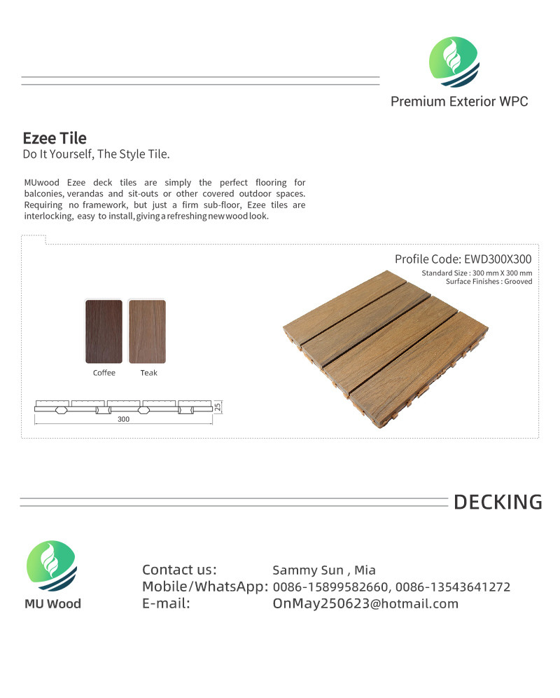 Custom WPC Interlocking Decking Tiles Snap Together Outdoor Decking Tile