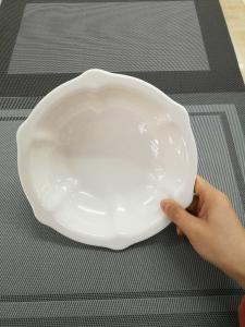 China Flower Petal Brim Dessert Bowl Pure White Melamine Dinnerware Dia.19cm wholesale