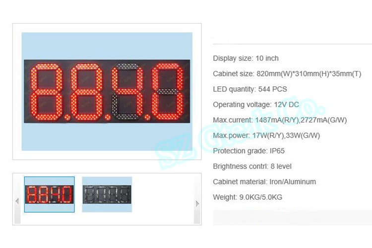 Shenzhen factory 10 inch 7 segment led display cheap price