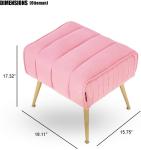 Tufted Footrest Modern Ottoman Stool Trapezoid Gold Tone Metal Legs Durable