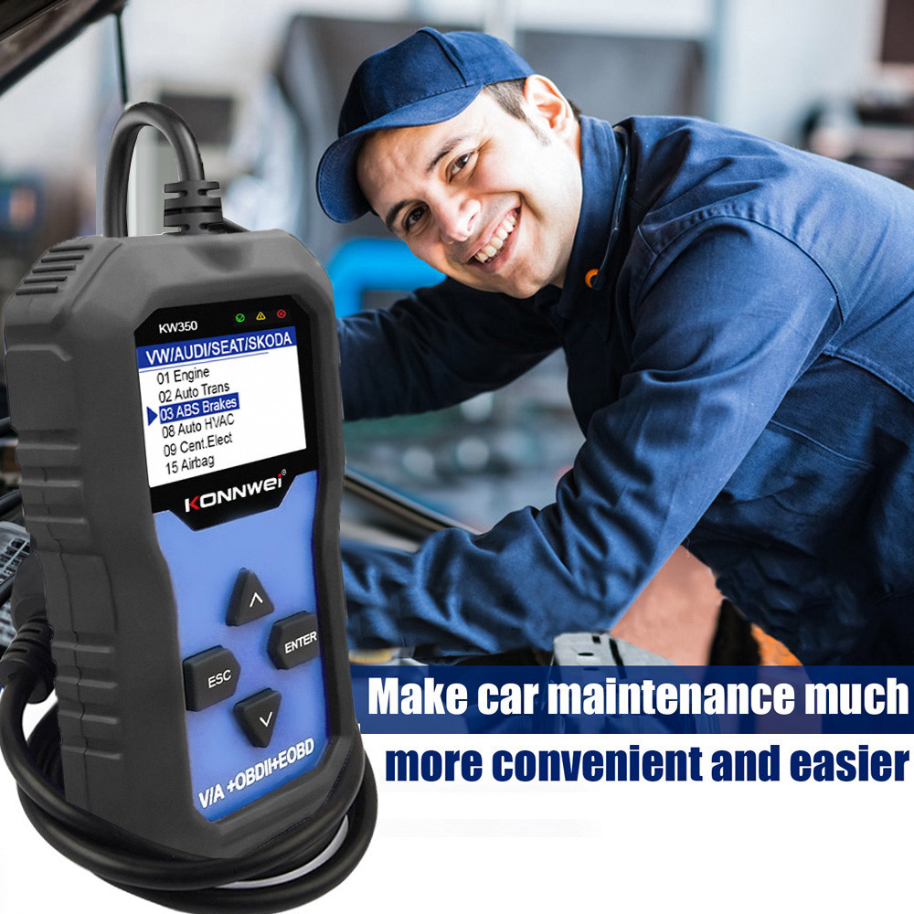 KW350 Konnwei Car Diagnostic Scanner For Engine Auto Air Condition HVAC Center Lock