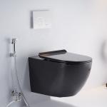 Commercial Tankless Wall Hung Toilet Ada 450mm 500mm Black Silent Seat Cover