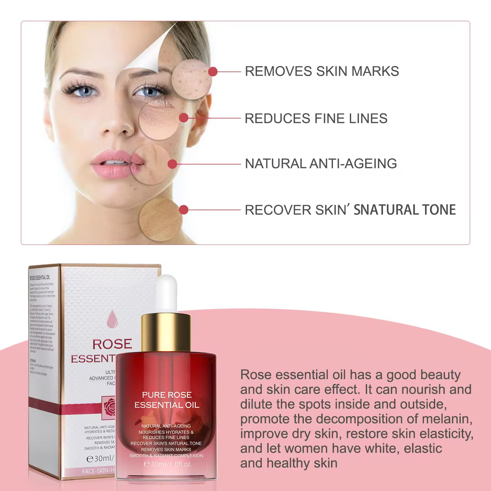 OEM Anti Oxygen Brightening Nourishing Rose Face Essence Oil