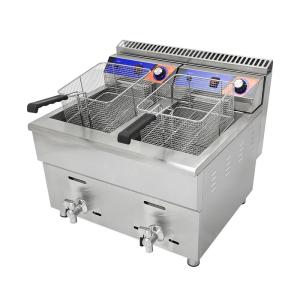 China 220V Double-tank Gas Deep Fryer Machine for Fast Food Restaurant Stainless Steel Chicken Fryer wholesale