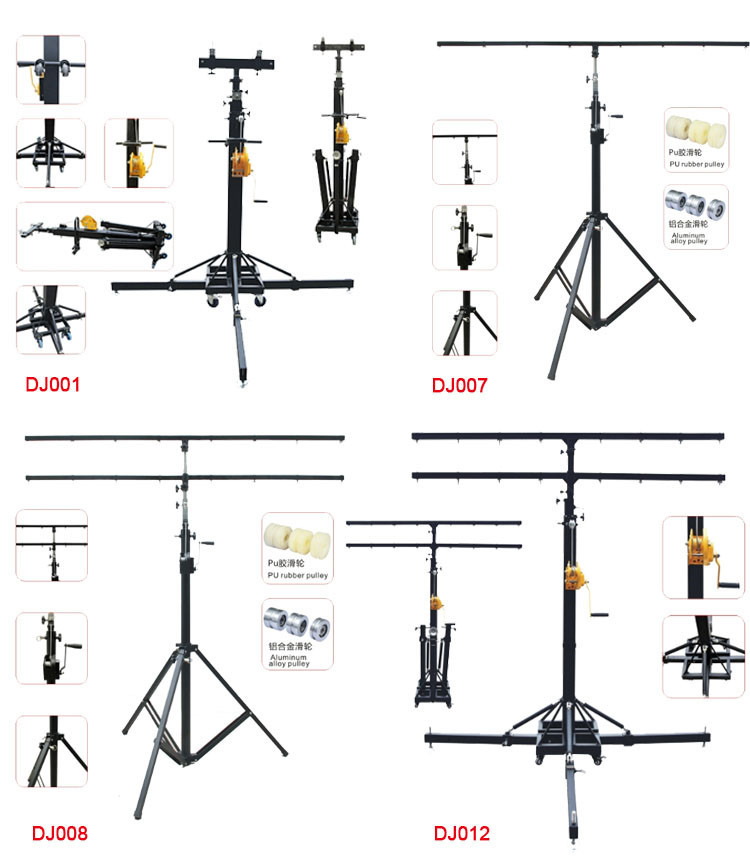 ISO9001 Black Light Tower Metal Speaker Stand For Aluminum Truss