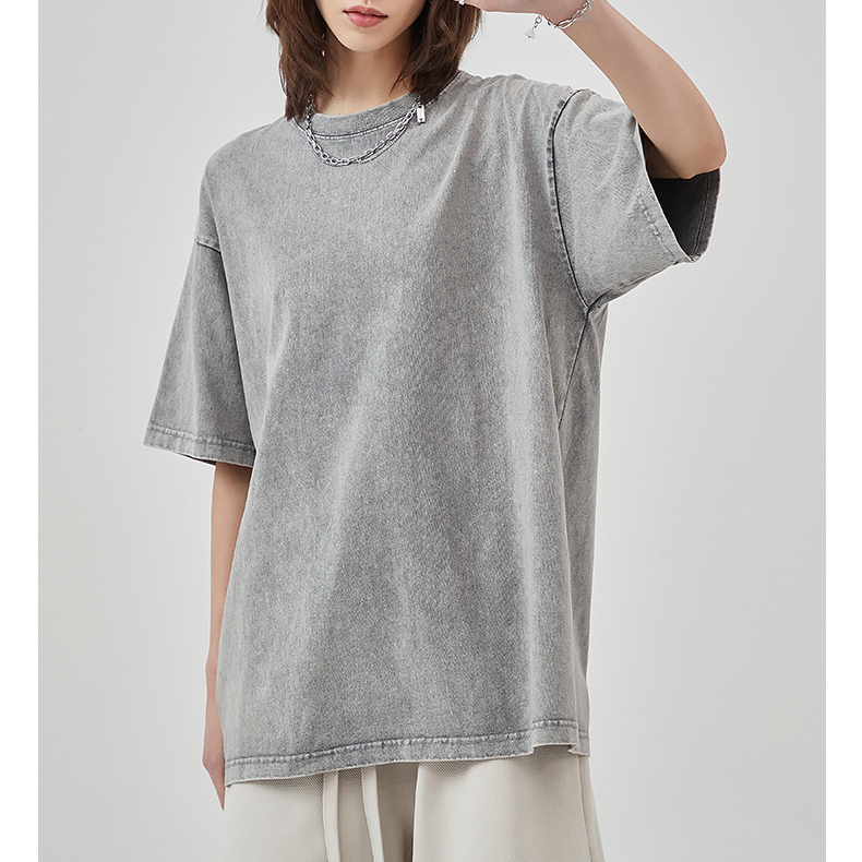 Custom Logo Design Washed T Shirts for Men Oversized Drop Shoulder Tee in 100% Cotton