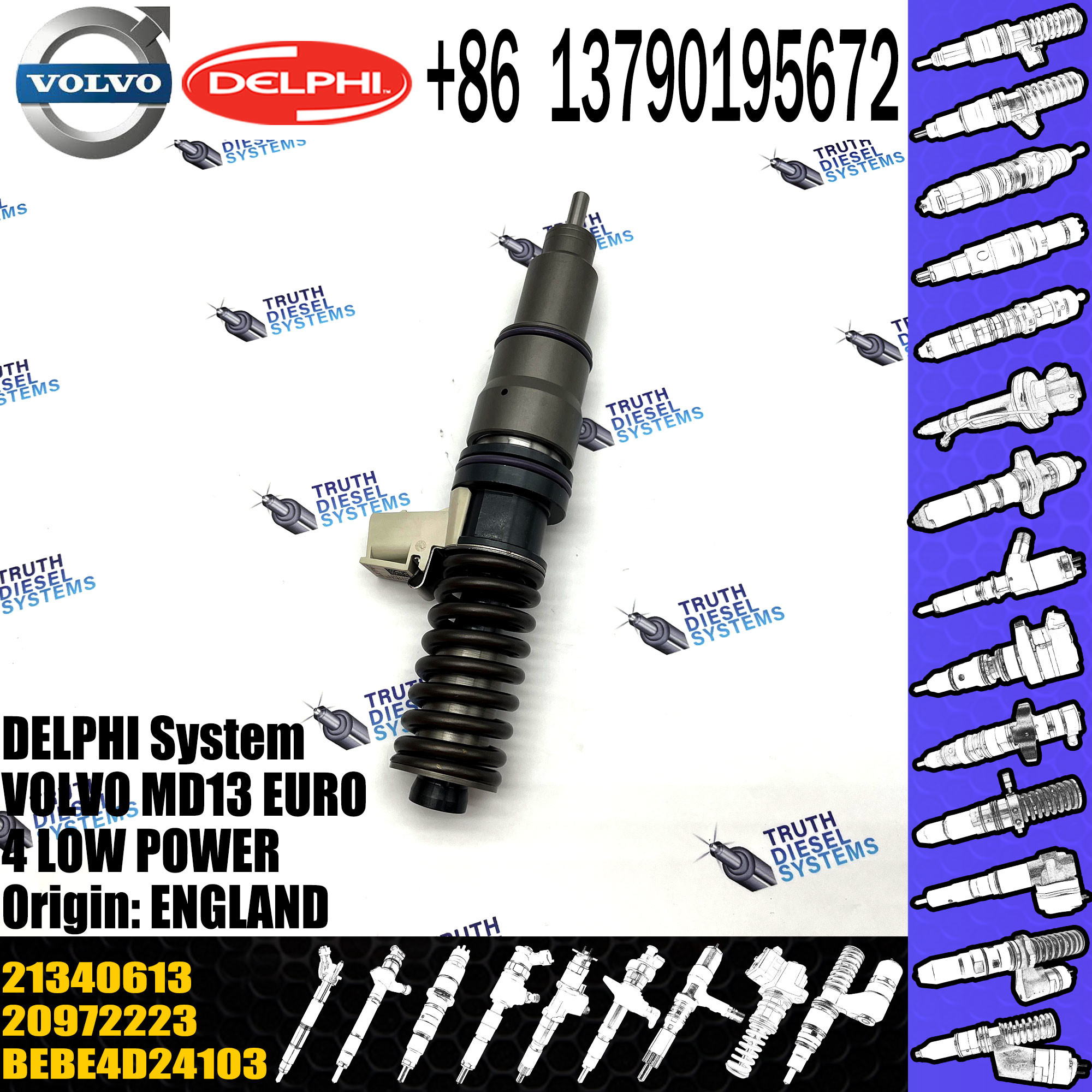 BEBE4D24003 High quality common rail diesel fuel injector 21340613 For VOL E3 EUI MD13