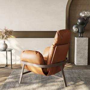 China Modern Leisure Relax Leather Chair With Ottoman Stainless Steel Base wholesale